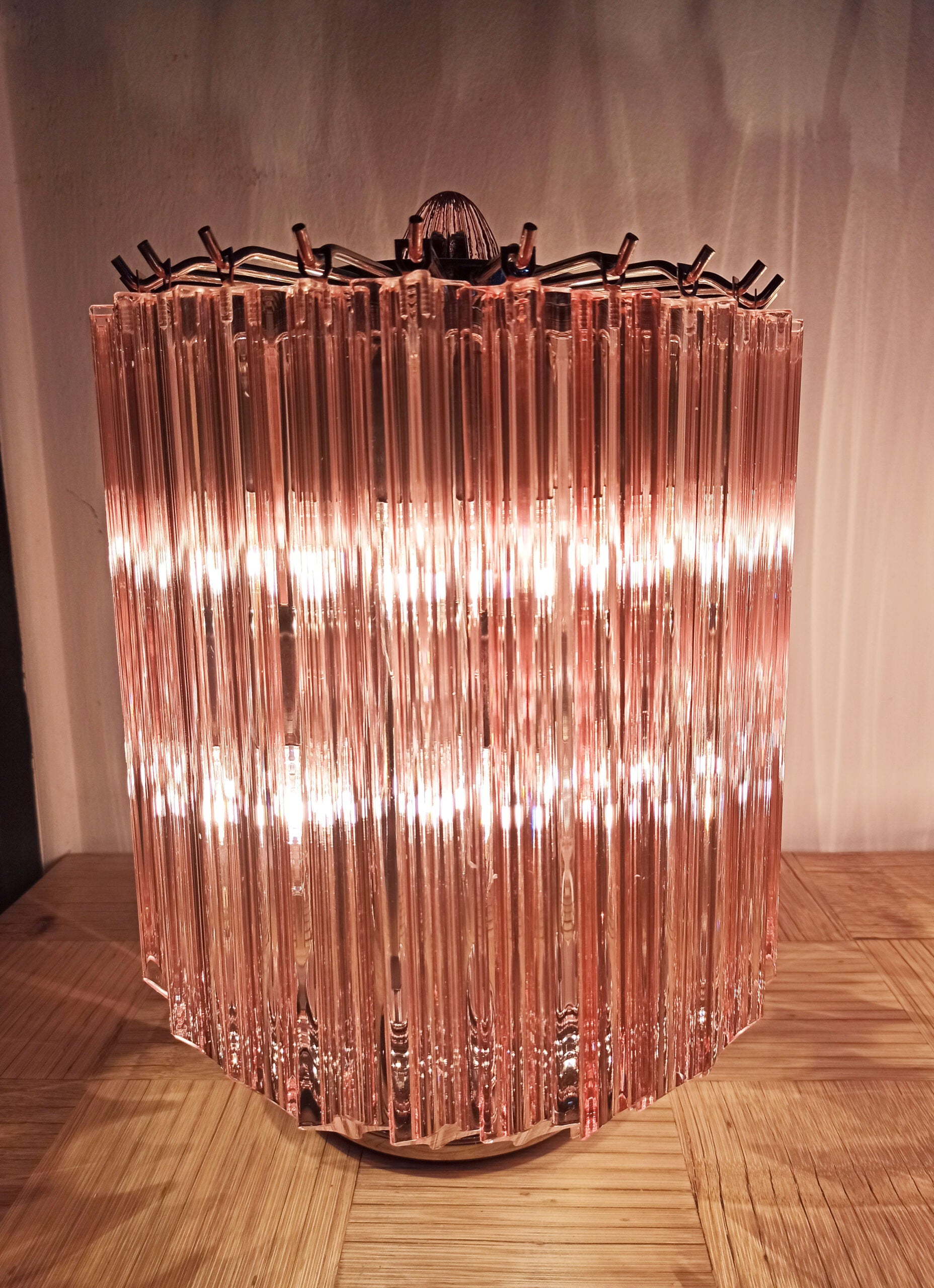 Murano Bordlampe | 24 Rosa Prismeglass