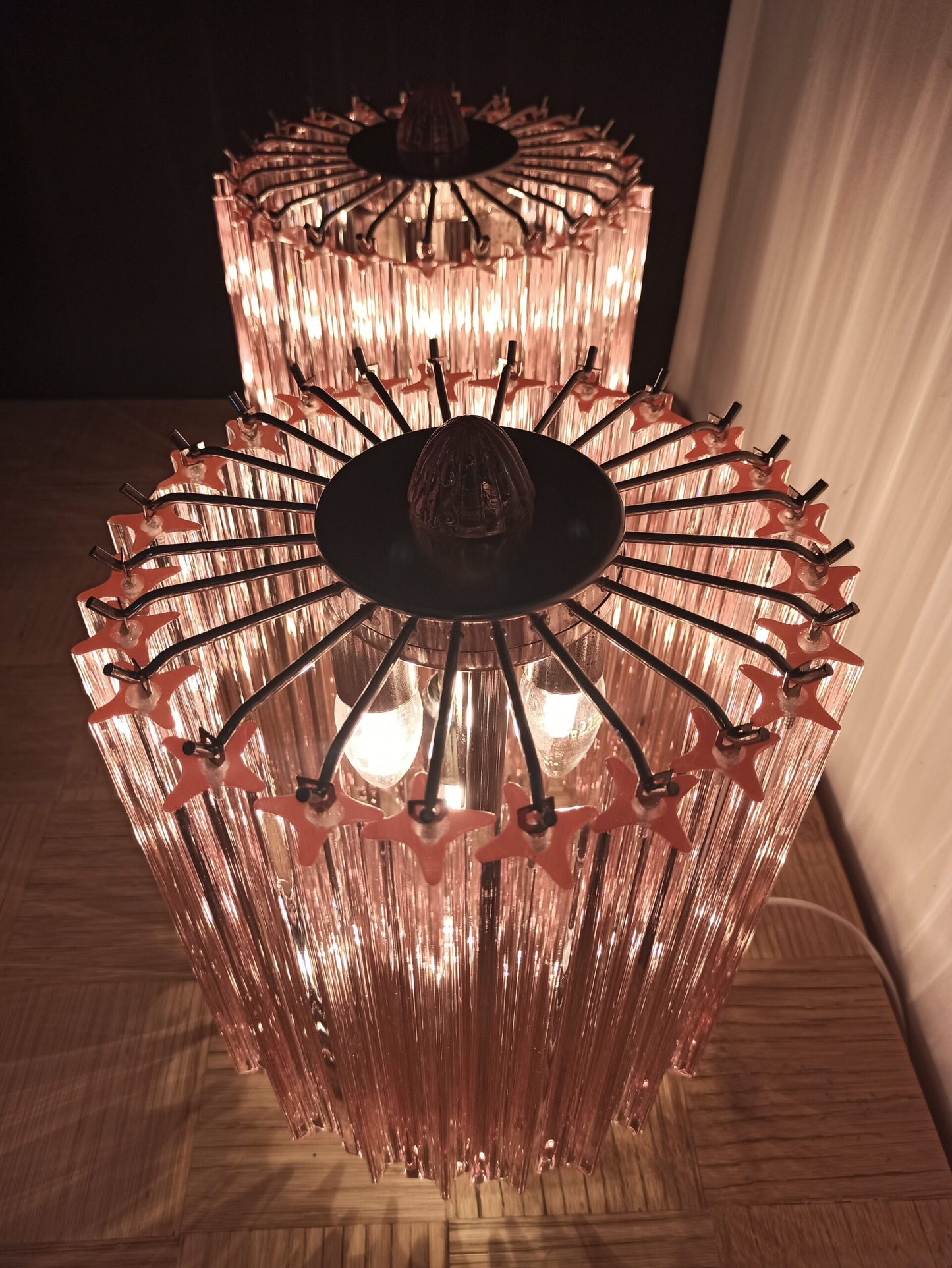 Murano Bordlampe | 24 Rosa Prismeglass