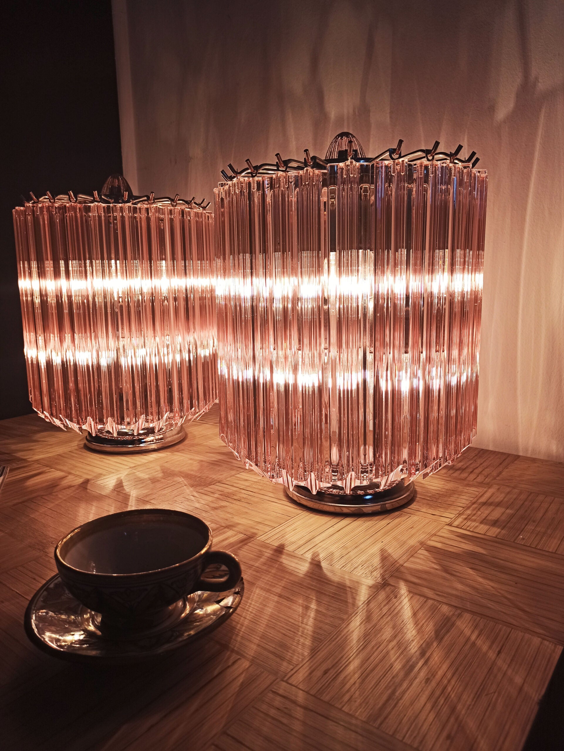 Murano Bordlampe | 24 Rosa Prismeglass