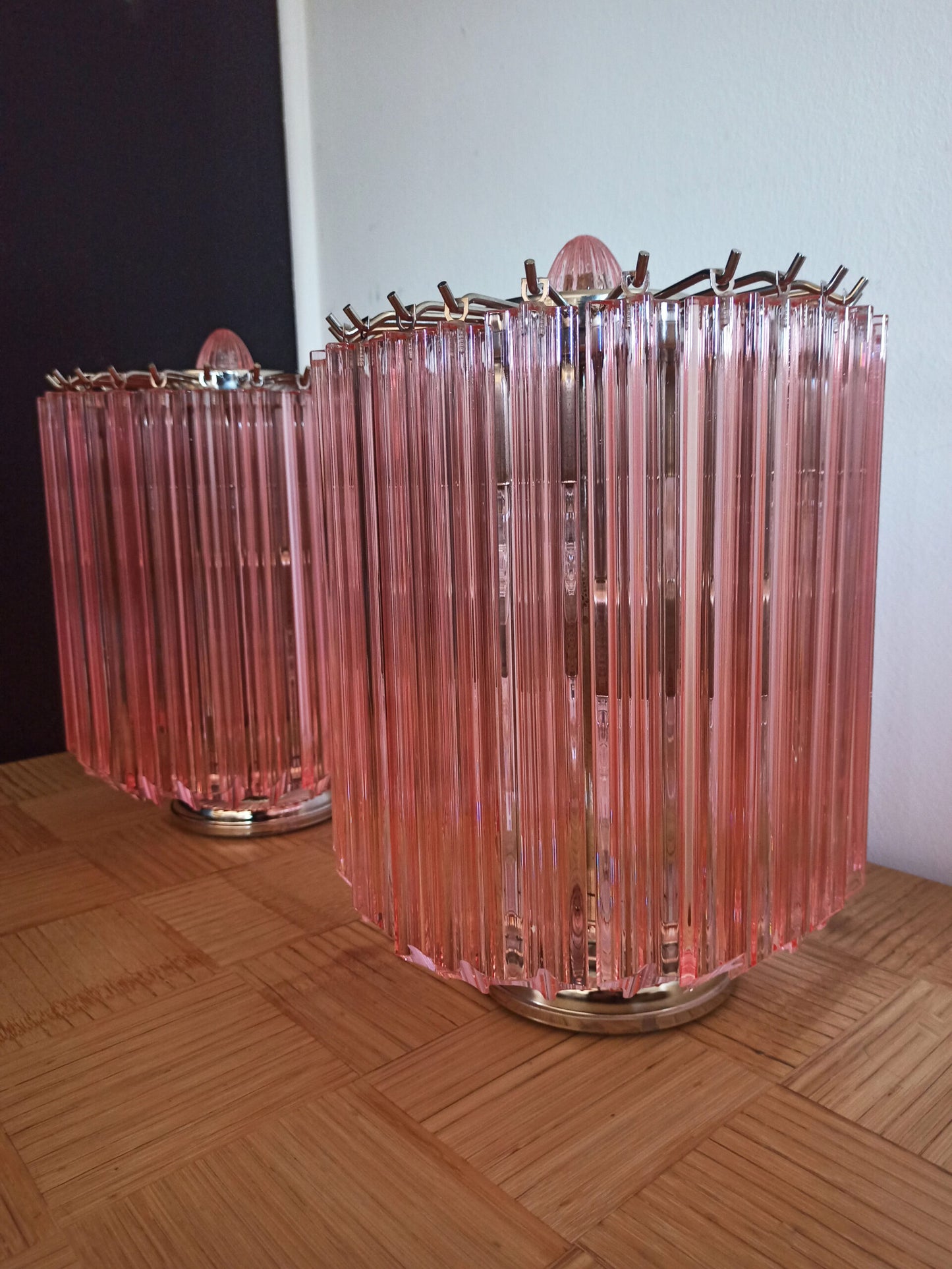Murano Bordlampe | 24 Rosa Prismeglass
