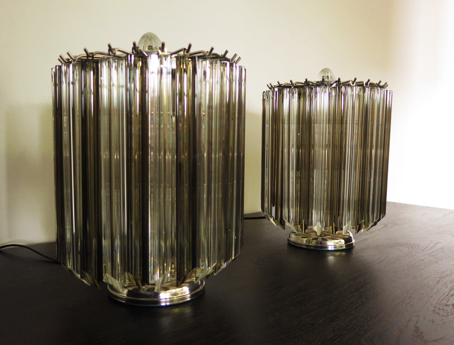 Murano Bordlampe | 24 Klare Røyk Prismeglass