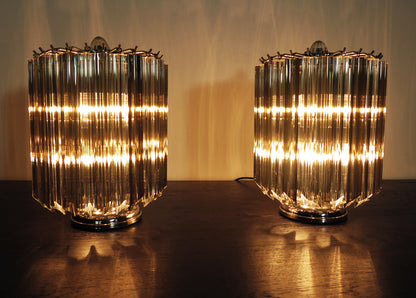 Murano Bordlampe | 24 Klare Røyk Prismeglass