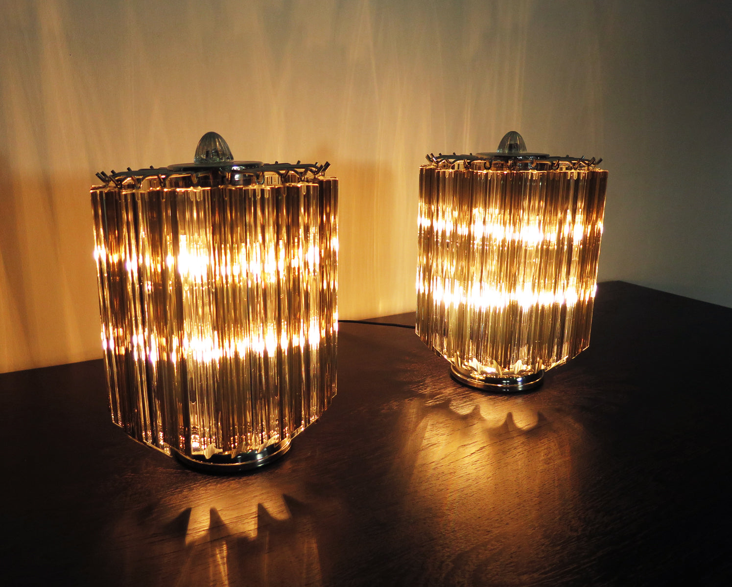 Murano Table Lamp – 24 Clear Smoked Prism Glass – Set of 2 – detail 4 – Murano Classics