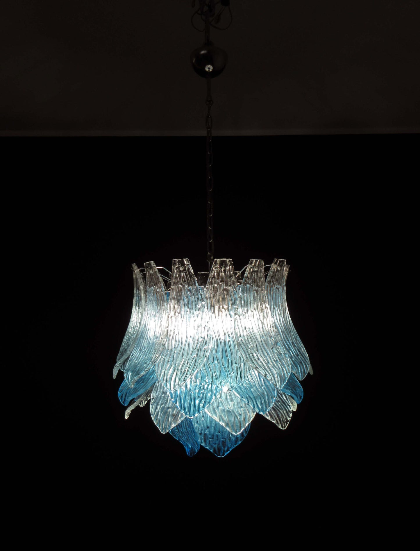 Murano Lysekrone | 38 Blå Crostoliglass