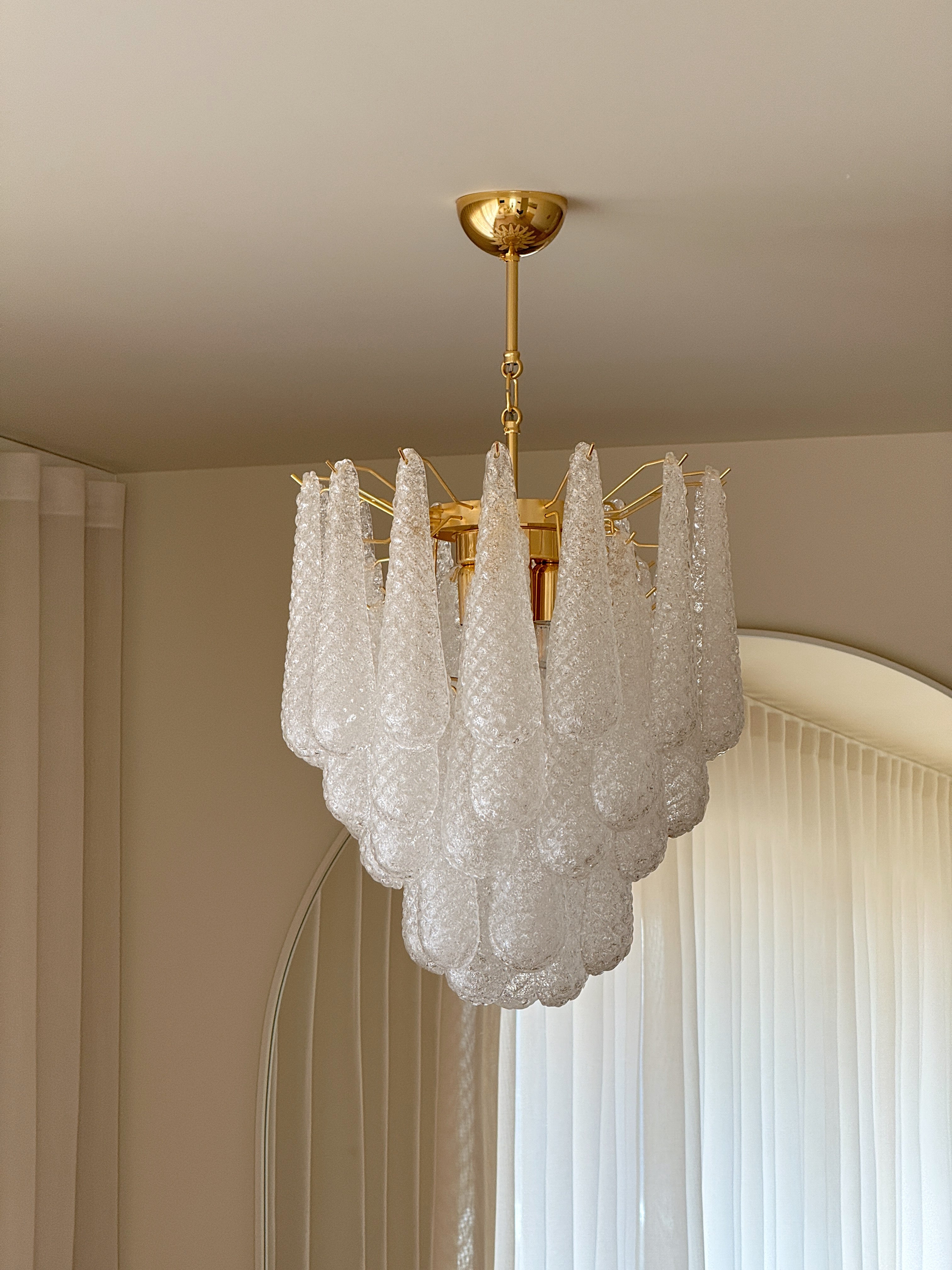 Murano Chandelier – 41 Clear Drop Glass – detail 5 – Murano Classics