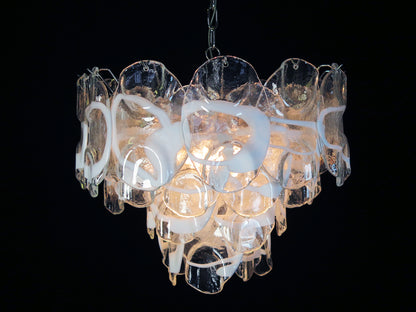 Murano Lysekrone | 36 Hvite Crostoliglass