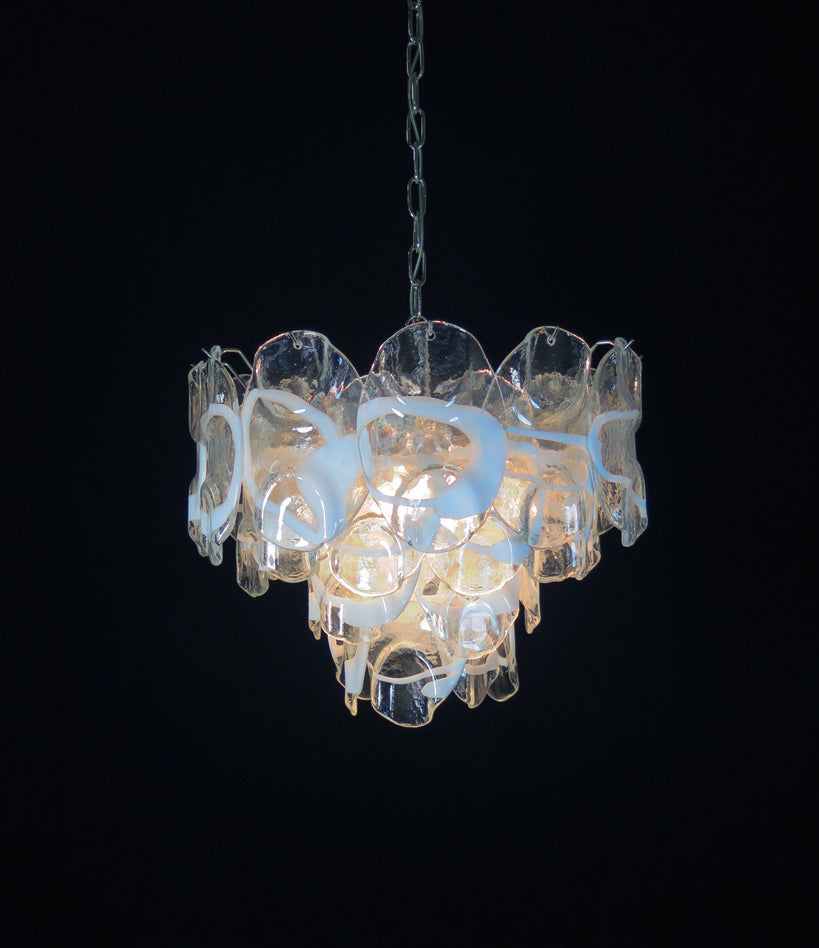 Murano Chandelier – 36 White Crostoli Glass – detail 8 – Murano Classics