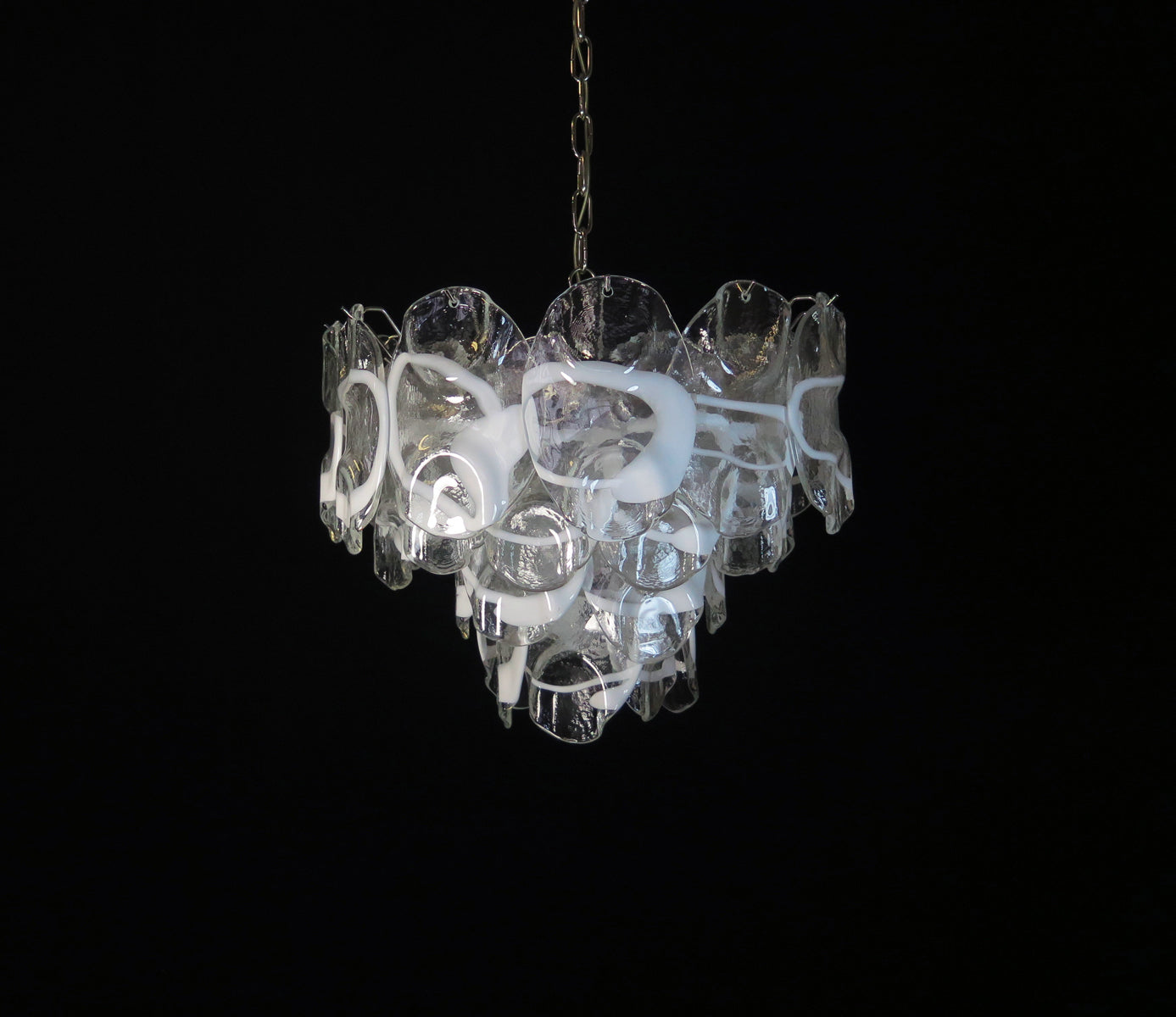 Murano Chandelier – 36 White Crostoli Glass – detail 9 – Murano Classics