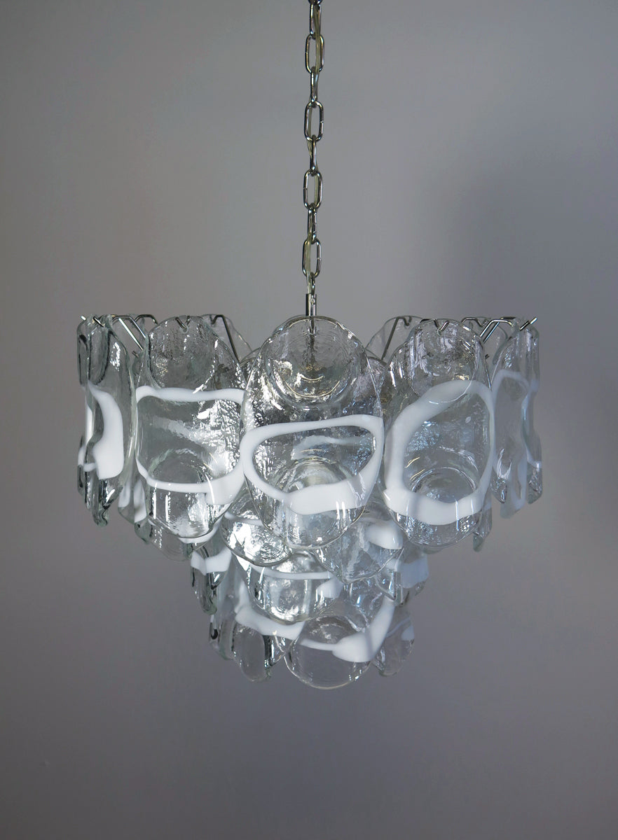 Murano Chandelier – 36 White Crostoli Glass – detail 4 – Murano Classics