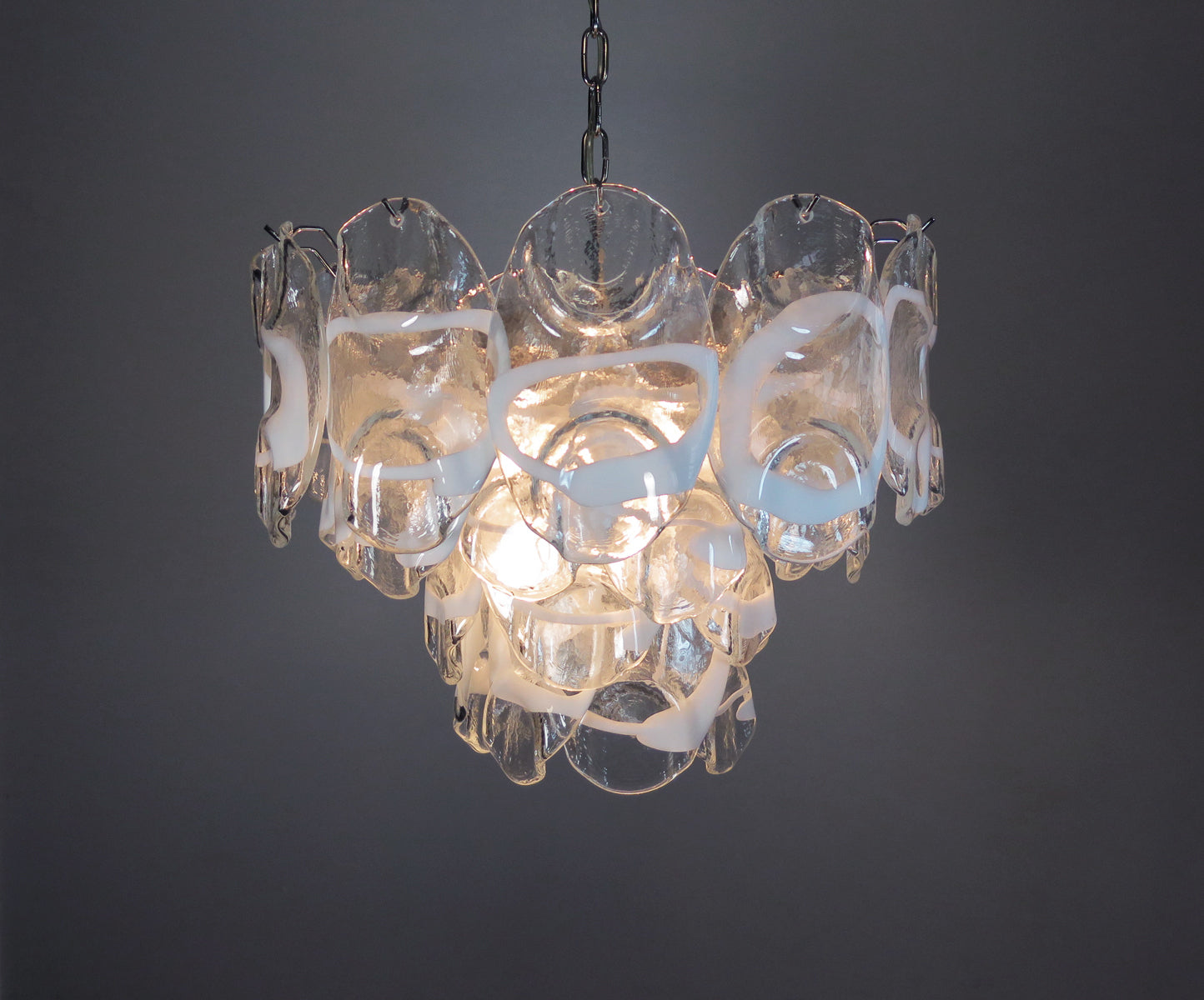 Murano Chandelier – 36 White Crostoli Glass – detail 6 – Murano Classics