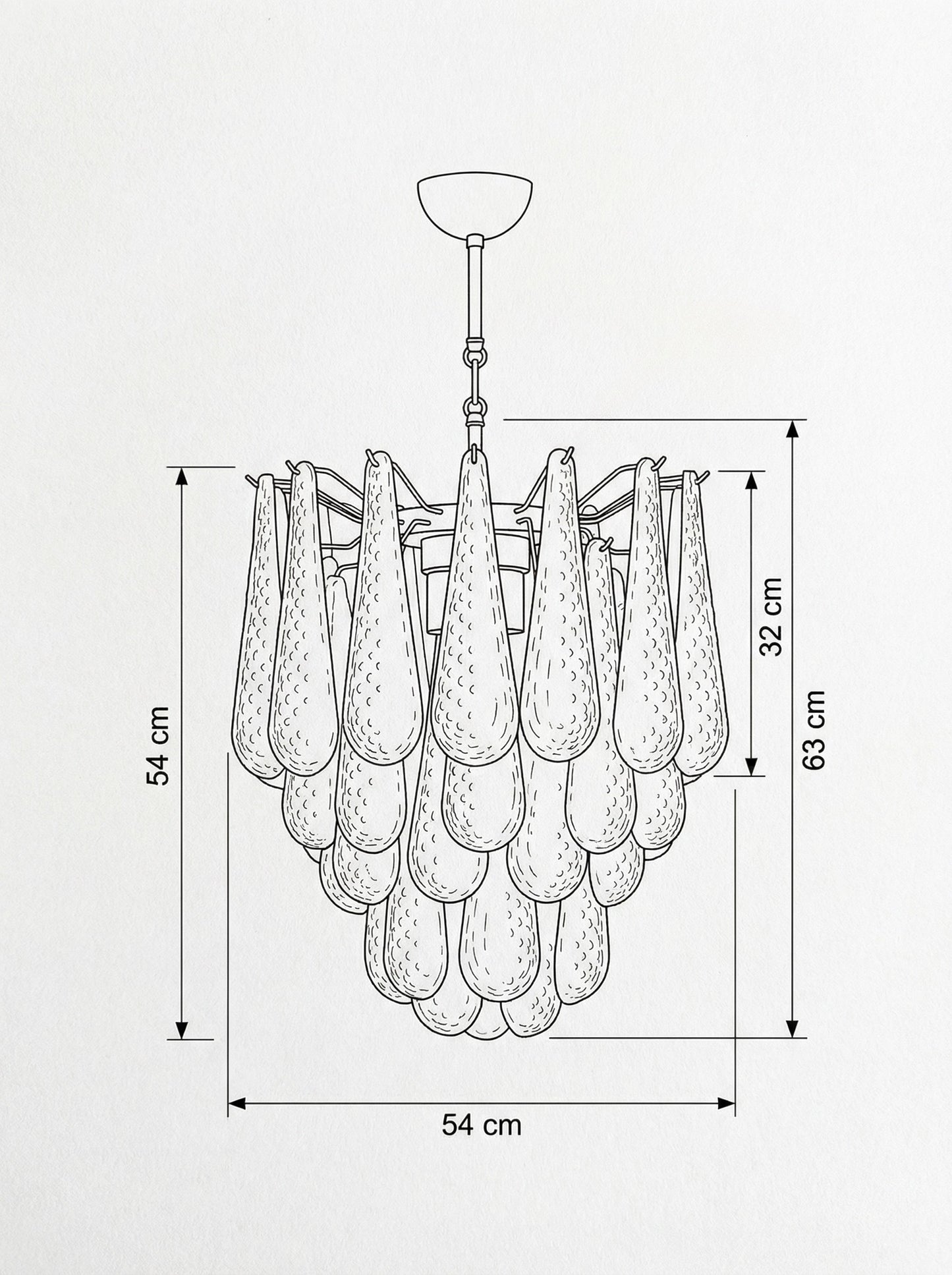 Murano Chandelier | 41 Rose Drop Glass