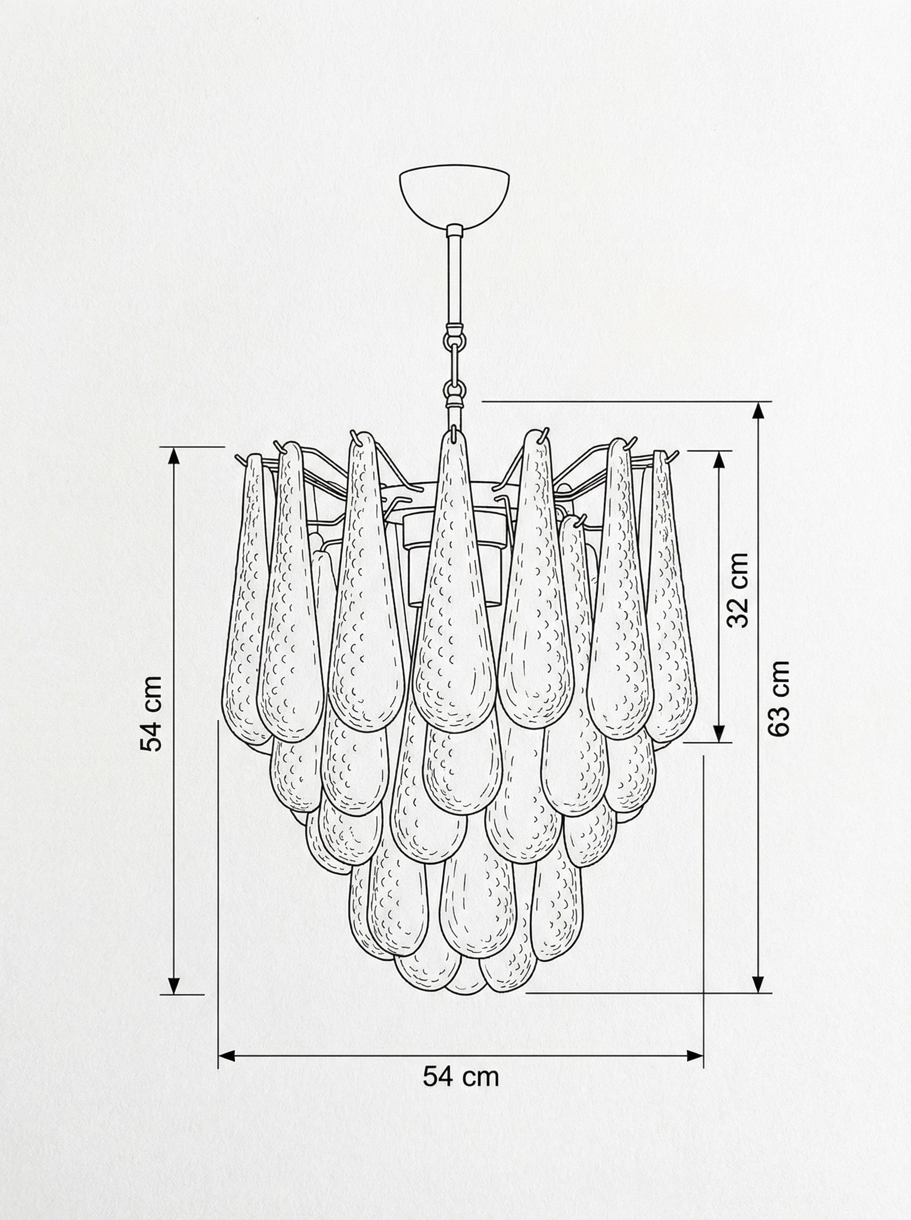 Murano Chandelier – 41 Blue Drop Glass – detail 2 – Murano Classics