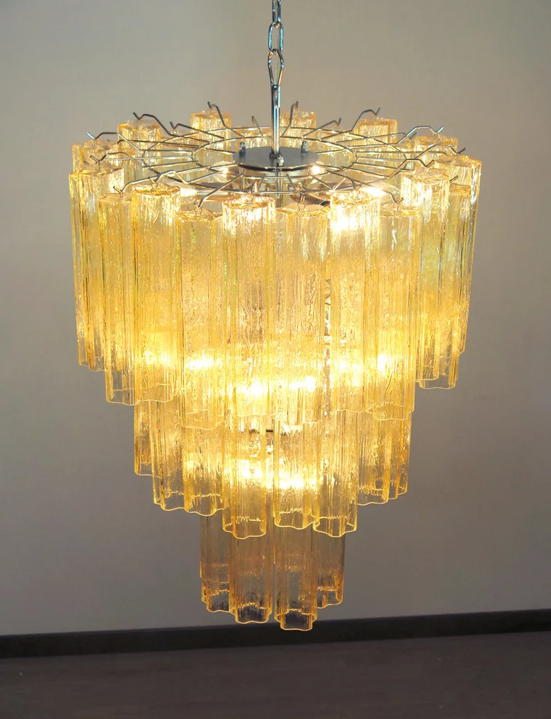 Murano Chandelier | 48 Yellow Glass Tubes