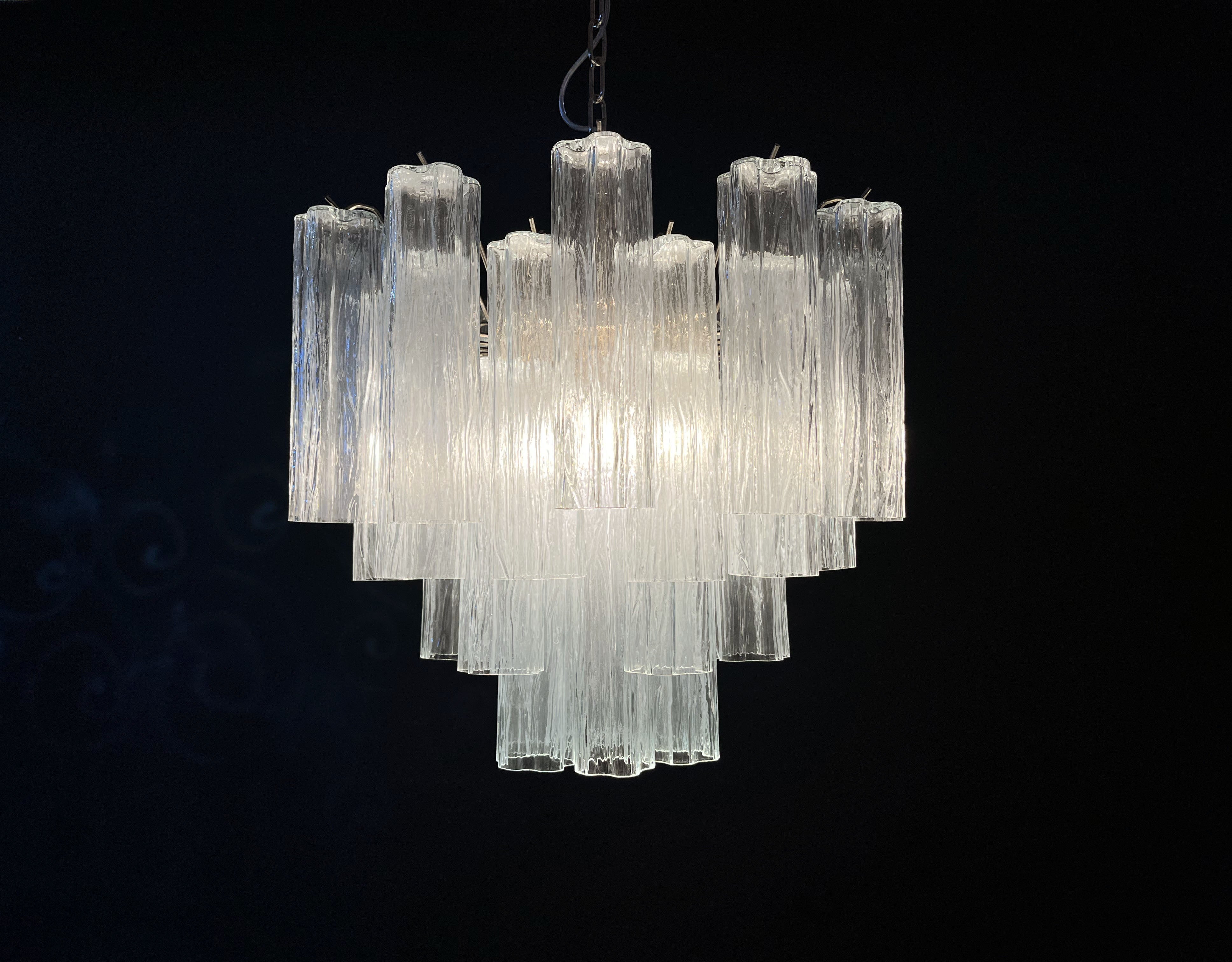 Murano Chandelier – 36 Clear Tube Glass – detail 4 – Murano Classics